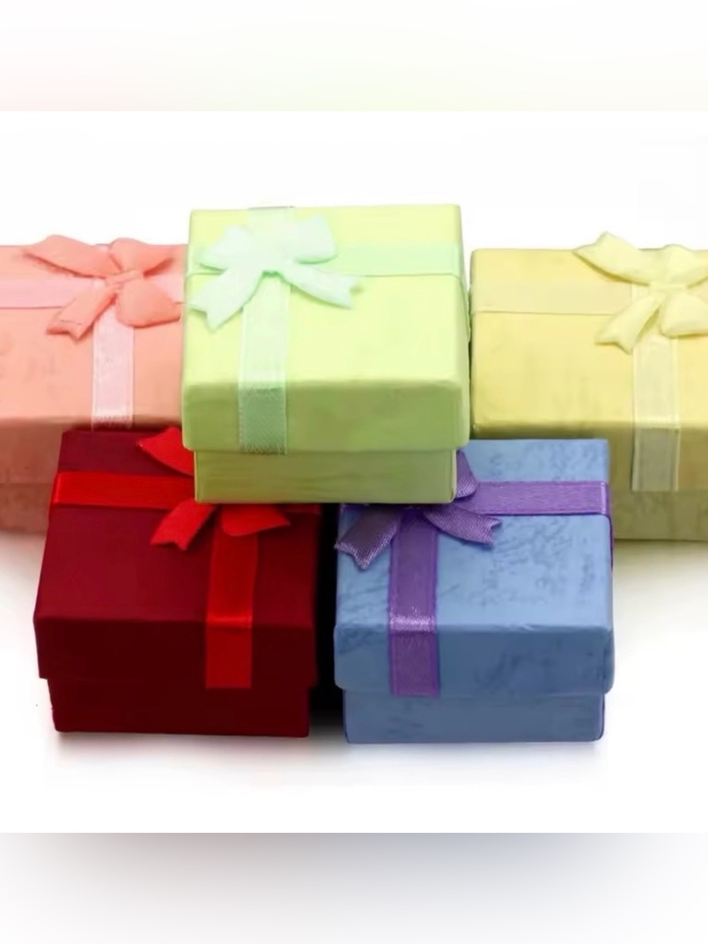 Pastel Jewelry Gift Boxes Set – 6 Colors w/ Bow & Cushion Insert per set - Picture 6 of 7
